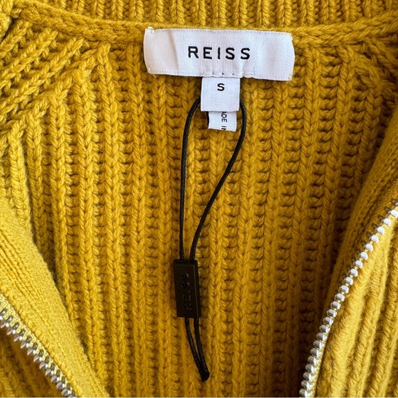 NWOT REISS Janette Half Zip Knit Sweater Size S Mustard Yellow Wool Blend Cozy - Picture 13 of 15